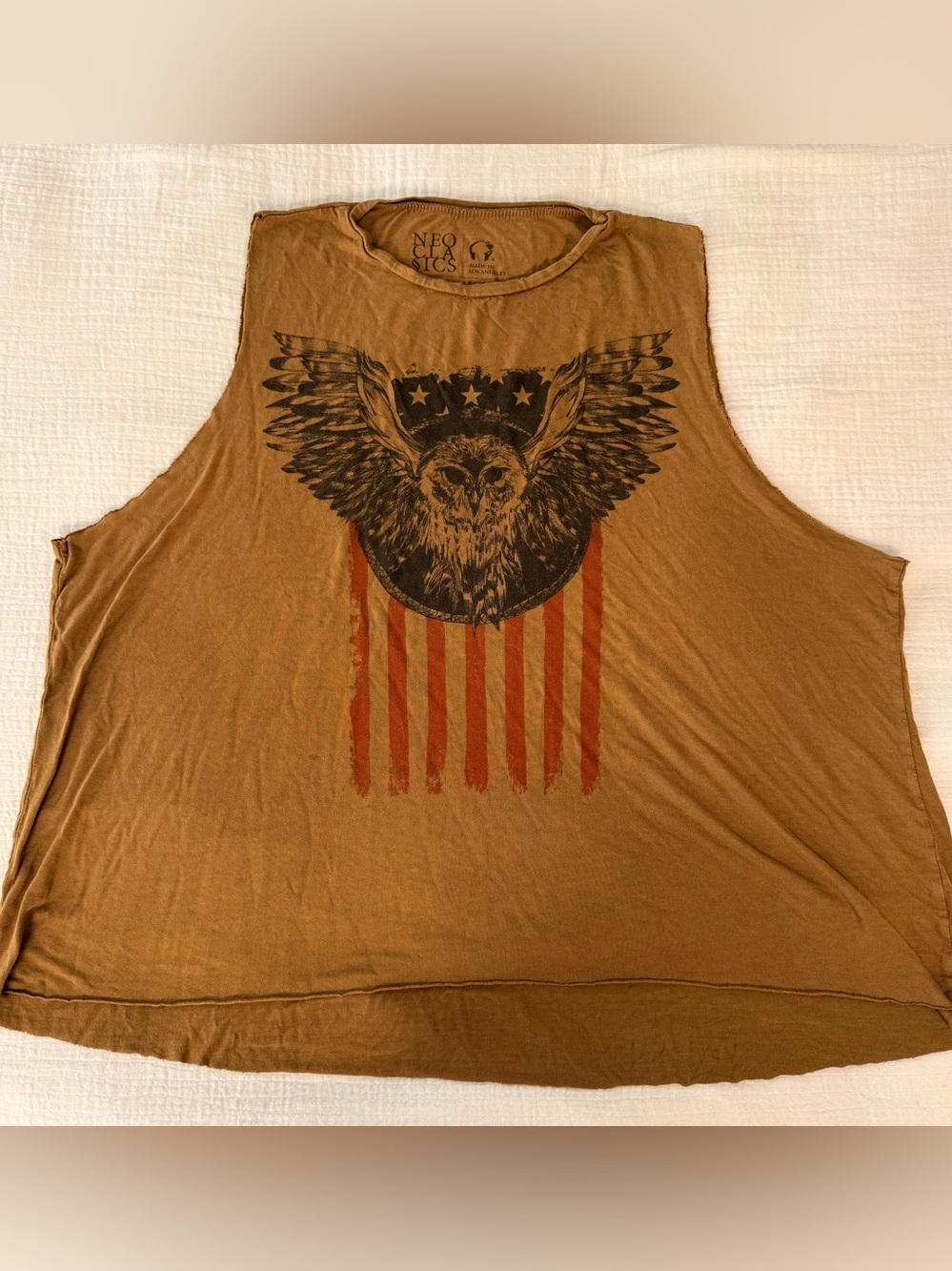 Neoclassics Womens Graphic Eagle American Flag Muscle Tank Brown M